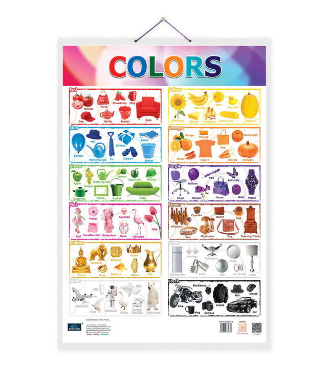 Colors and Shapes Double Side Laminated Chart- Non-Tearable and Waterproof, Double Sides Printed Laminated Chart, Perfect for Homeschooling, Kindergarten and Nursery Children's.