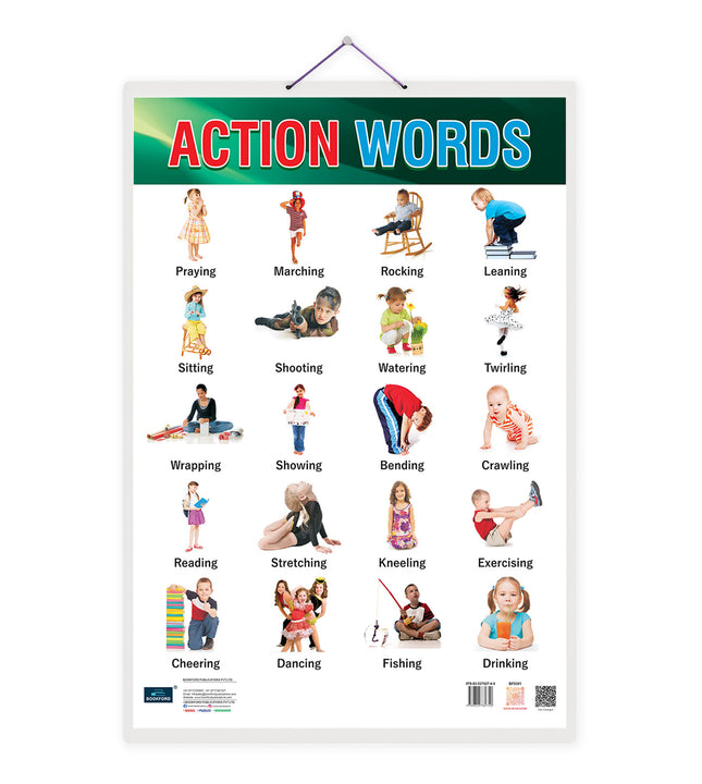 Action words and Opposite words Double Side Laminated Chart- Non-Tearable and Waterproof, Double Sides Printed Laminated Chart for kids.