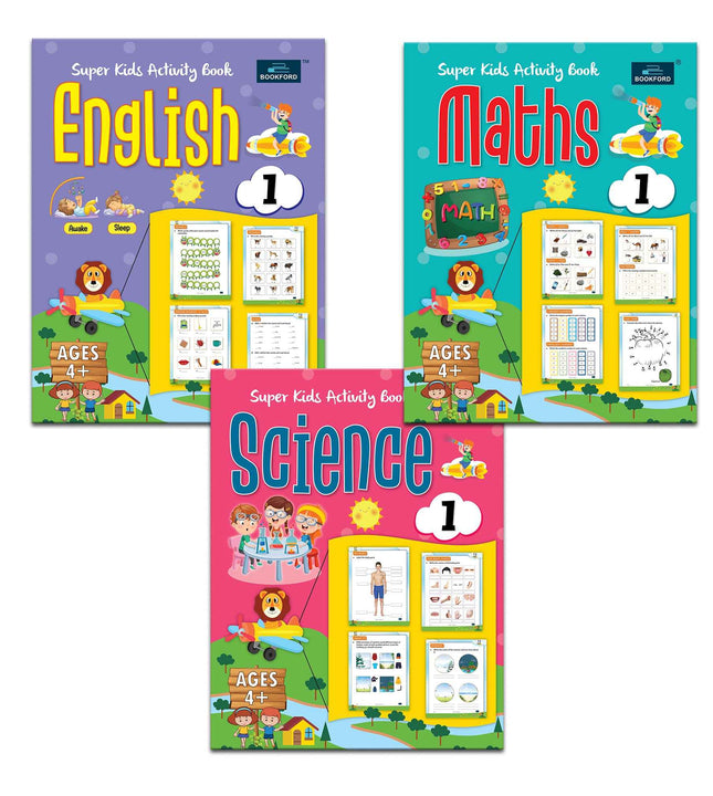 Super Kids Activity Book for Kids (Set of 3) - Maths, Science And English For Kids.