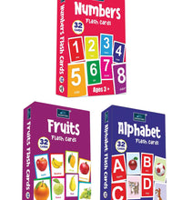 Flash Cards - Set Of 3 Multicolor Flash Cards For Kids - Alphabet , Numbers , And Fruits.