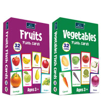 Flash Cards - Set Of 2 Multicolor Flash Cards For Kids - Fruits & Vegetables.