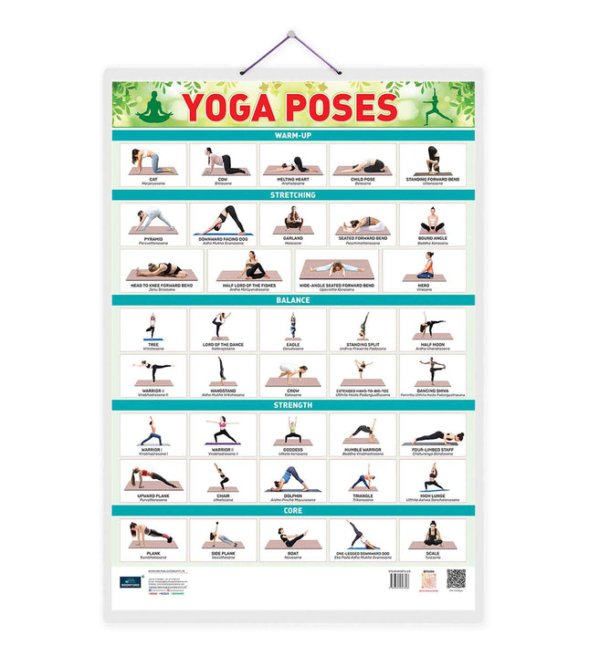 Yoga Poses Double Side Laminated Chart - Non-Tearable and Waterproof, Double Sides Printed Laminated Chart, Perfect for Homeschooling, Kindergarten and Nursery Children's.