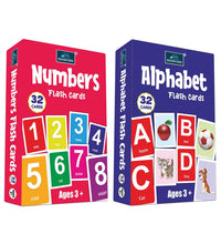 Flash Cards - Set Of 2 Multicolor Flash Cards For Kids - Alphabet & Numbers.