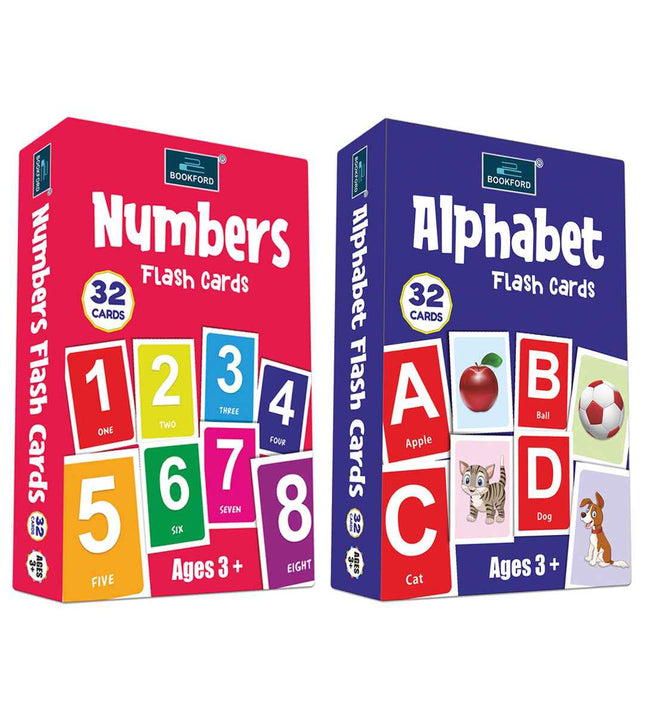 Flash Cards - Set Of 2 Multicolor Flash Cards For Kids - Alphabet & Numbers.