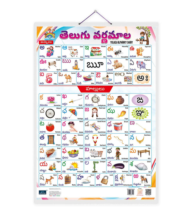 Telugu Alphabet Double Side Laminated Chart - Non-Tearable and Waterproof, Double Sides Printed Laminated Chart for kids.