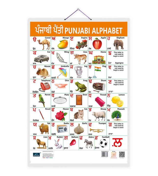 Punjabi Alphabet and Number Double Side Laminated Chart - Non-Tearable and Waterproof, Double Sides Printed Laminated Chart, Perfect for Homeschooling, Kindergarten and Nursery Children's