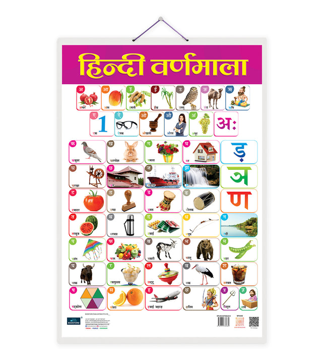 Hindi Varnamala Double Side Laminated Chart- Non-Tearable and Waterproof, Double Sides Printed Laminated Chart.