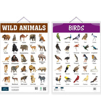 Wild Animals and Birds Early Learning Educational Chart (set of 2) for Kids.