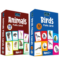 Flash Cards - Set Of 2 Multicolor Flash Cards For Kids - Animals & Birds.