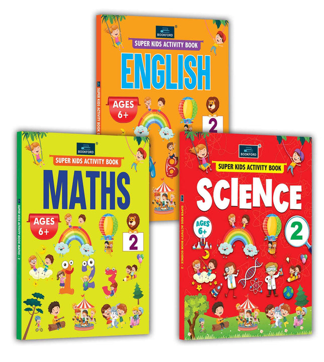 Super Kids Activity Book -2 for Kids (Set of 3) - Maths, Science & English Book for children's.