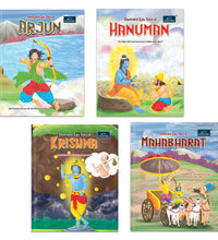 Illustrated Tales of Krishna, Arjun, Mahabharat & Hanuman (Set of 4 Books) - Divine Legends and Sacred Adventures with Mythological Heroes Filled with Stunning Illustrations for Kids