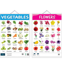 Flowers and Vegetable Early Learning Educational Chart (set of 2) for Kids.