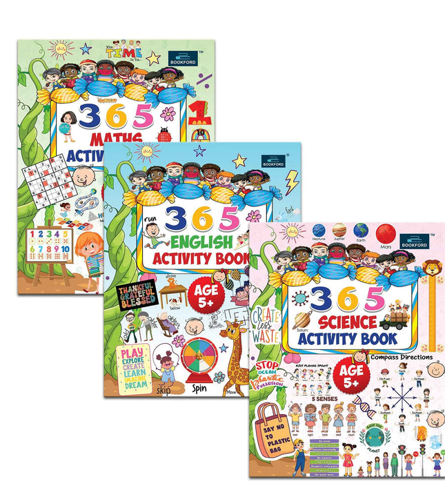 365 Activity Book ( Set of 3 books) - Engage Children in Science, Maths, and English Learning.