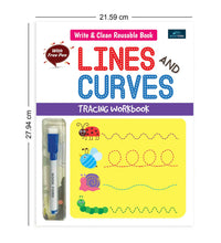 Write And Clean Reusable Book - Line And Curve Tracing Workbook For Kids.
