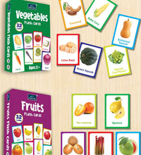 Flash Cards - Set Of 2 Multicolor Flash Cards For Kids - Fruits & Vegetables.