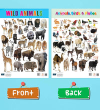 Wild Animals, Birds and Fishes Double Side Laminated Chart - Non-Tearable and Waterproof, Double Sides Printed Laminated Chart, Perfect for Homeschooling, Kindergarten and Nursery Children's.