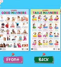 Learn Good Manners and Table Manners Double Side Laminated Chart- Non-Tearable and Waterproof, Double Sides Printed Laminated Chart, Perfect for Homeschooling, Kindergarten and Nursery Children's.