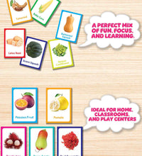 Flash Cards - Set Of 2 Multicolor Flash Cards For Kids - Fruits & Vegetables.