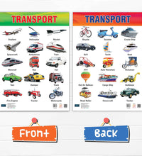 Transport Double Side Laminated Chart - Non-Tearable and Waterproof, Double Sides Printed Laminated Chart, Perfect for Homeschooling, Kindergarten and Nursery Children's.