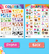 Colors and Shapes Double Side Laminated Chart- Non-Tearable and Waterproof, Double Sides Printed Laminated Chart, Perfect for Homeschooling, Kindergarten and Nursery Children's.
