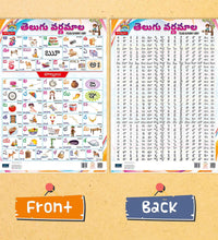 Telugu Alphabet Double Side Laminated Chart - Non-Tearable and Waterproof, Double Sides Printed Laminated Chart for kids.