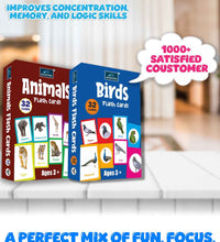 Flash Cards - Set Of 2 Multicolor Flash Cards For Kids - Animals & Birds.