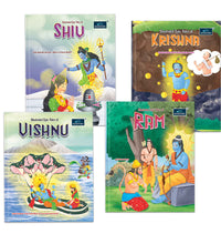 Illustrated Tales of Krishna, Vishnu, Shiv & Ram (Set of 4 Books) - Divine Legends and Sacred Adventures with Mythological Heroes Filled with Stunning Illustrations for Kids