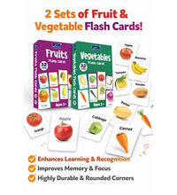 Flash Cards - Set Of 2 Multicolor Flash Cards For Kids - Fruits & Vegetables.