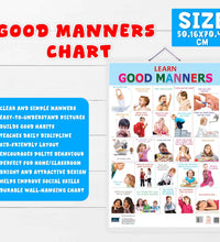 Learn Good Manners and Table Manners Double Side Laminated Chart- Non-Tearable and Waterproof, Double Sides Printed Laminated Chart, Perfect for Homeschooling, Kindergarten and Nursery Children's.