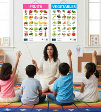Fruits and Vegetable Early Learning Educational Chart (set of 2) for Kids.