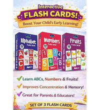 Flash Cards - Set Of 3 Multicolor Flash Cards For Kids - Alphabet , Numbers , And Fruits.