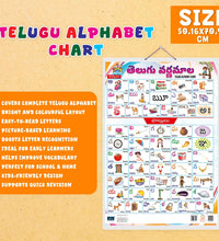 Telugu Alphabet Double Side Laminated Chart - Non-Tearable and Waterproof, Double Sides Printed Laminated Chart for kids.