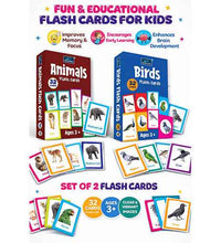 Flash Cards - Set Of 2 Multicolor Flash Cards For Kids - Animals & Birds.