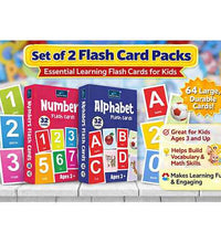Flash Cards - Set Of 2 Multicolor Flash Cards For Kids - Alphabet & Numbers.