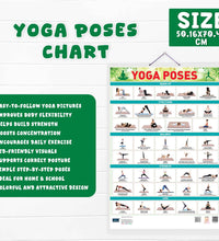 Yoga Poses Double Side Laminated Chart - Non-Tearable and Waterproof, Double Sides Printed Laminated Chart, Perfect for Homeschooling, Kindergarten and Nursery Children's.