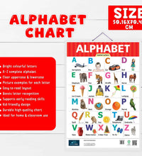 Alphabet, Hindi Varnamala and Number 1-50 Learning Chart (set of 3) for Kids.