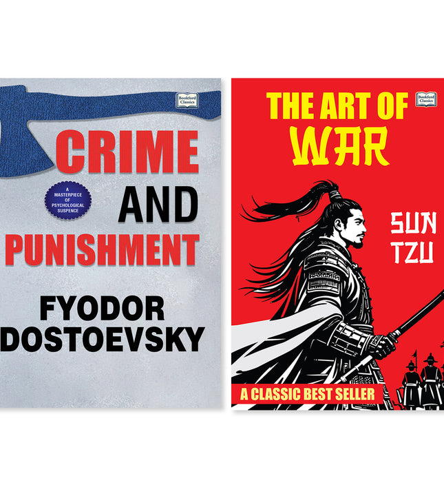 Crime and Punishment and The Art of War - Set of 2 | Classic English Literature & Strategy Books Combo | Fyodor Dostoevsky & Sun Tzu | Psychological Fiction, War Strategy, Leadership.