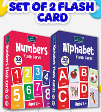 Flash Cards - Set Of 2 Multicolor Flash Cards For Kids - Alphabet & Numbers.