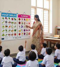 Flowers and Vegetable Early Learning Educational Chart (set of 2) for Kids.