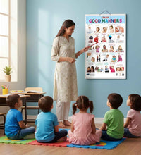 Learn Good Manners and Table Manners Double Side Laminated Chart- Non-Tearable and Waterproof, Double Sides Printed Laminated Chart, Perfect for Homeschooling, Kindergarten and Nursery Children's.