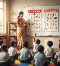 Learn Good Manners, Action Words Learning Educational Chart (set of 2) for Kids.