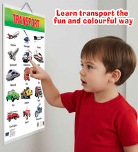 Transport Double Side Laminated Chart - Non-Tearable and Waterproof, Double Sides Printed Laminated Chart, Perfect for Homeschooling, Kindergarten and Nursery Children's.