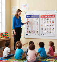 Action Words, My Body Parts Early Learning Educational Chart (set of 2) for Kids.