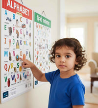 Alphabet, Hindi Varnamala Early Learning Educational Chart (set of 2) for Kids.