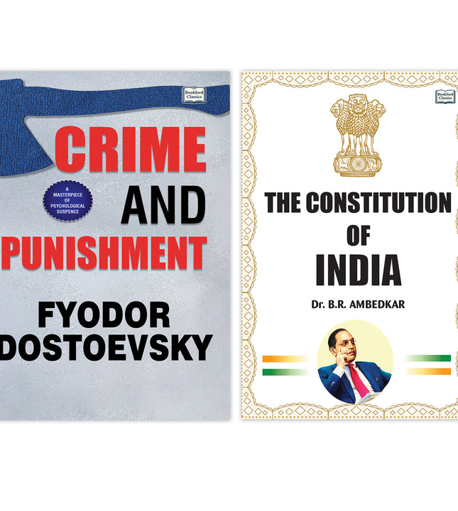 Crime and Punishment And The Constitution of India - Set of 2| Classic Psychological Novel + Indian Polity and Bare Act Book | English Paperback Combo