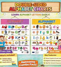 Alphabet (Capital , Small Letter) Double Side Laminated Chart- Non-Tearable and Waterproof, Double Sides Printed Laminated Chart.