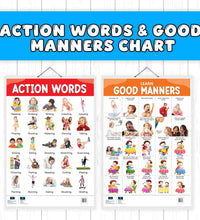 Learn Good Manners, Action Words Learning Educational Chart (set of 2) for Kids.