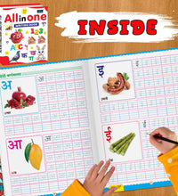 All in one writing Book for Kids and Childrens - Early Learning Capital Alphabet, Hindi Varnamala and Numbers with Tracing Activities Perfect for Preschooler