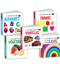 My First Tiny Board book-Vegetables, fruits, Vehicles, Colors and Shapes (Set of 5) for Kids