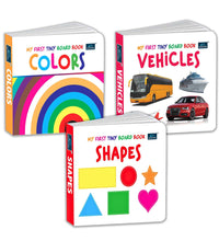 My First Tiny Board book- shape, Colors and Vehicles (Set of 3) for Kids